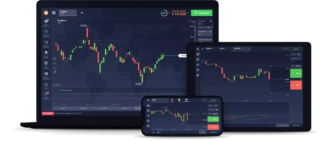 IQ Option em vários dispositivos: computador, tablet e celular